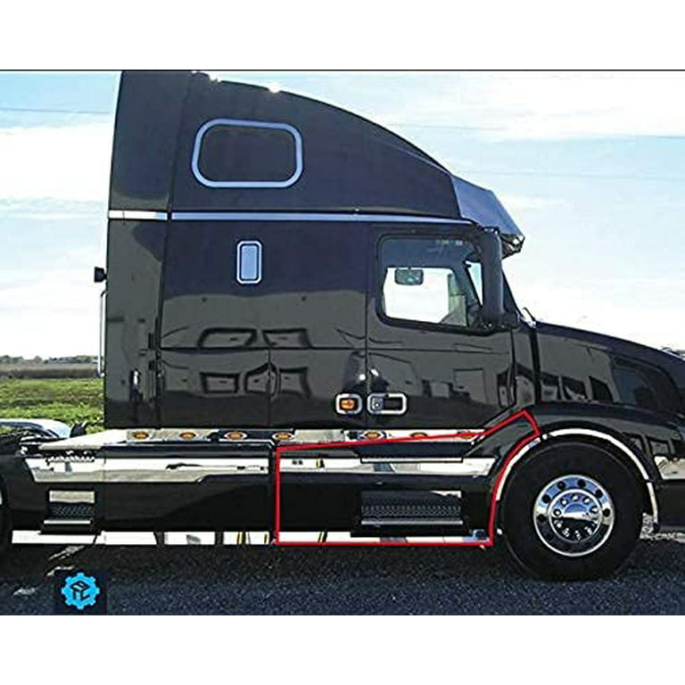 KOZAK Compatible with Volvo VNL Front Step Fairing Panel RH (Passenger)  Side with Fairing Handle, Steps, Stainless Steel Trim (Upper Step for LH  and