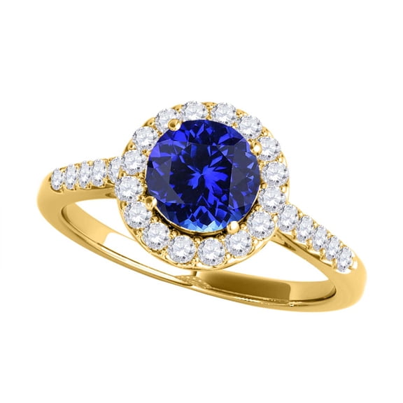 Aonejewelry 1.20 Ct. Halo Tanzanite and Diamond Engagement Ring In 14k Yellow Gold