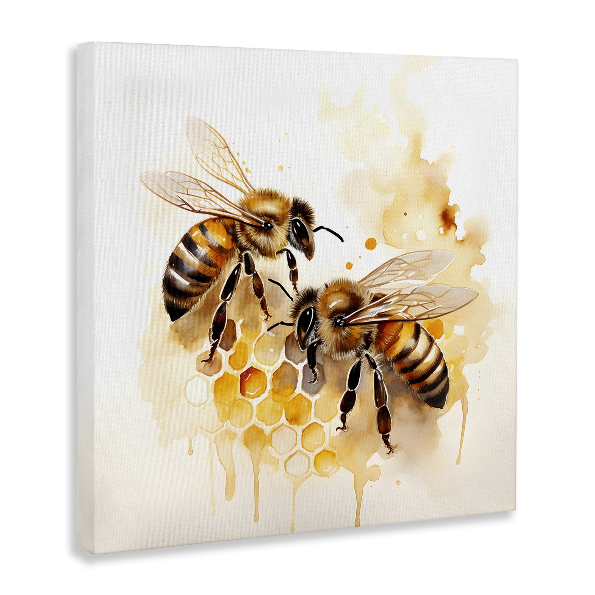 Stupell Industries Bee Talk Pair Animals & Insects Painting Gallery Wrapped Canvas Art Print Wall Art, 17 x 17
