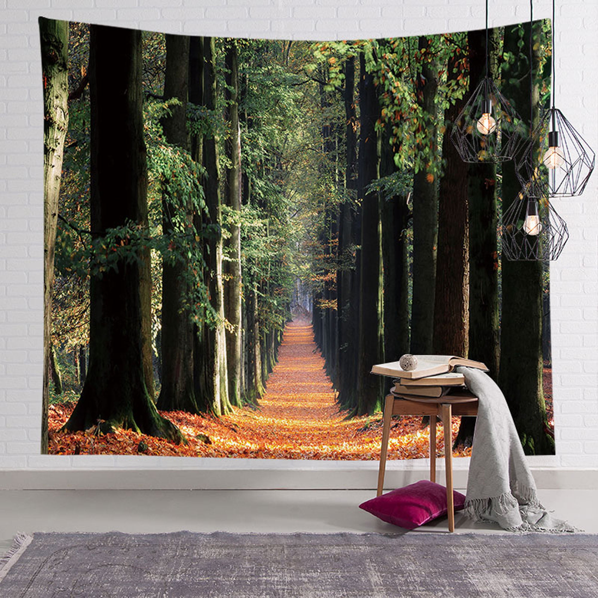Nature Forest Tapestry Yoga Mat Hippie Wall Hanging Large Drying Blanket Rug 