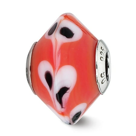 Mia Diamonds 925 Sterling Silver Reflections Red with Dots Italian Murano Glass