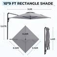 thumbnail image 2 of AECOJOY Parasol de Patio Mural de 10 Pi, Parasol Rectangulaire d'Extérieur avec Rotation à 180° pour l'Extérieur, Gris, 2 of 9