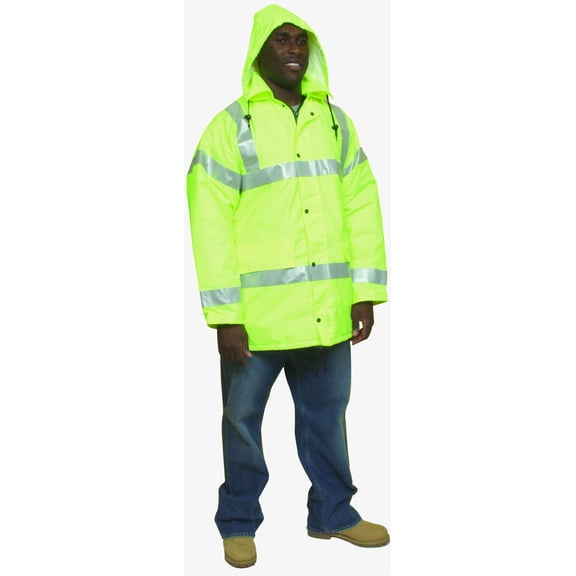 Mutual Industries High Visibility Long Sleeve Jacket ANSI Class R3 Lime X-Large (16370-138-4)