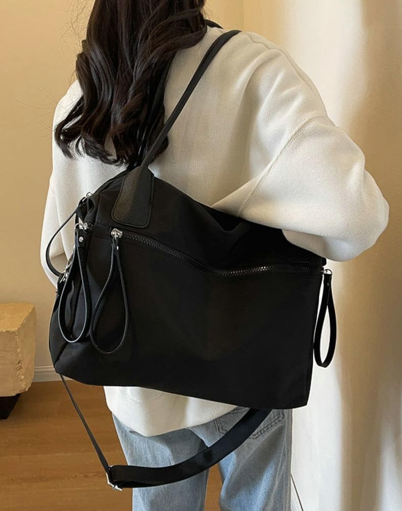 Zhengup Large Handbags for Women Top-Handle Purse Roomy Casual Shoulder Crossbody Bags Nylon Travel Working Tote Purse