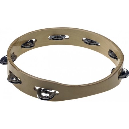 10" headless wooden tambourine with 1 row of jingles