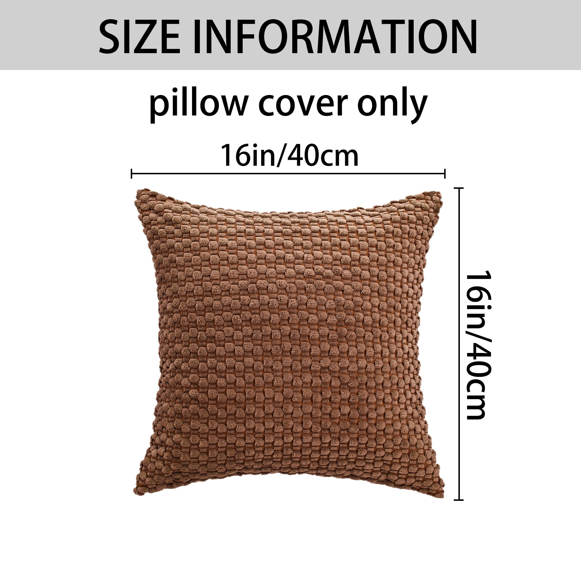 Unique Bargains Corduroy Throw Pillow Covers Set of 2 Dark Brown 16" x 16"
