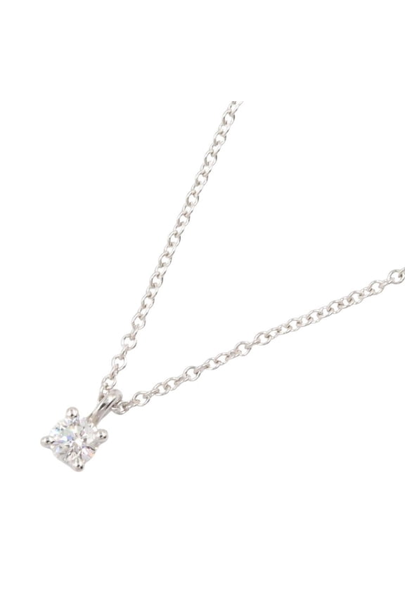 Pre-Owned Tiffany & Co. Solitaire Necklace, Platinum (Pt950), Diamond, Women's, Silver/Clear...
