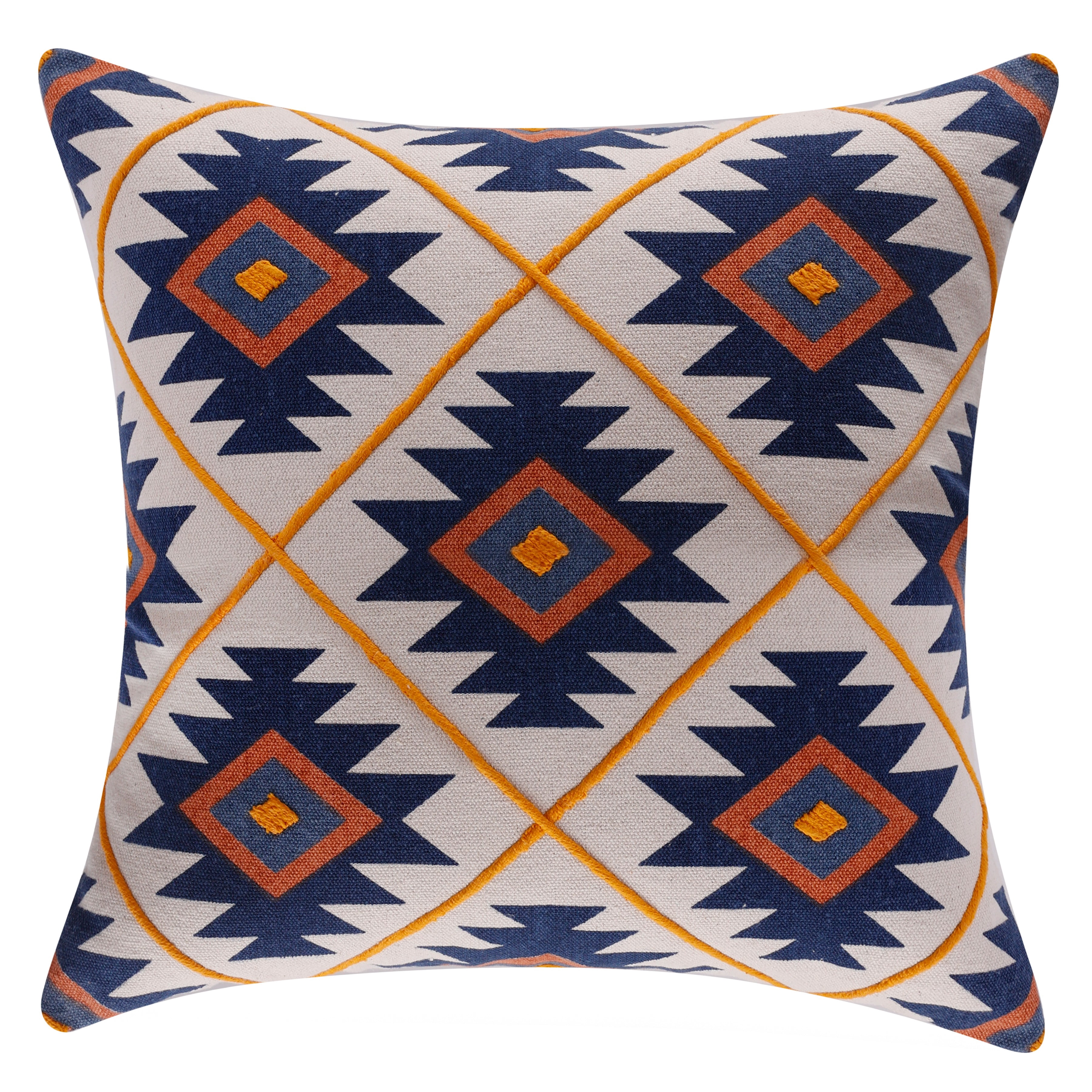 Harlow Hill 20" x 20" Navy/Rust Geometric Cotton Adult Decorative Throw Pillow Cover