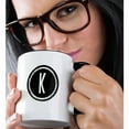 thumbnail image 2 of 3dRose, The letter K monogram, Black letter K on white background, 11oz Two-Tone Black Mug, 2 of 7