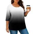 thumbnail image 5 of Qulqfy Tie Dye Graphic Tees For Women Scoop Neck Fall Plus Size 3/4 Length Sleeve Boho Spring Casual Comfy Knit Dressy Womens Tops Summer 2XL, 5 of 8