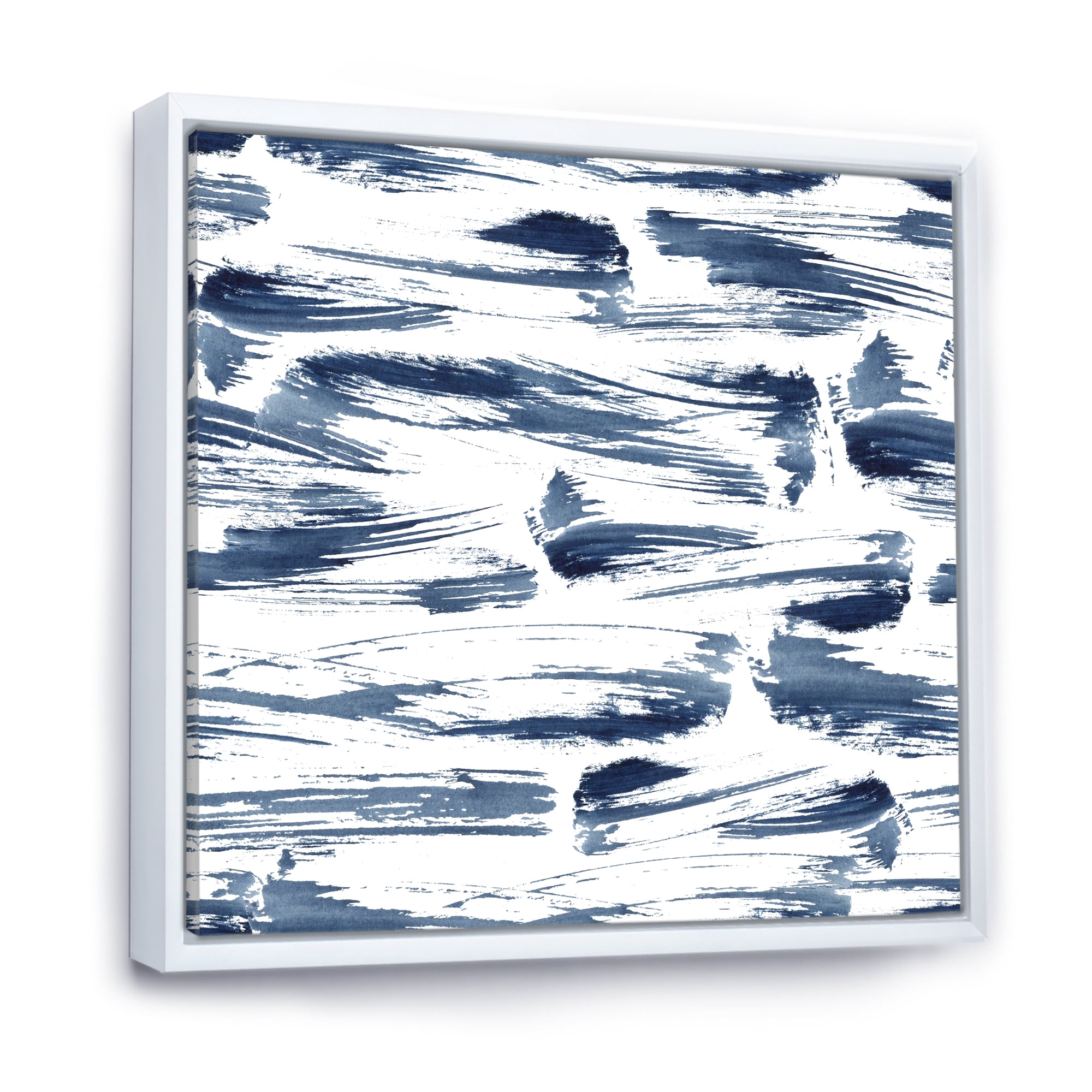 Designart 'Blue Abstract Aquatic Texture' Modern Framed Canvas Wall Art Print