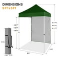 thumbnail image 4 of COOS BAY 5x5 Outdoor Portable Canopy Tent with One Removable Sunwall, Pop up Canopy with Carry Bag, Green, 4 of 8