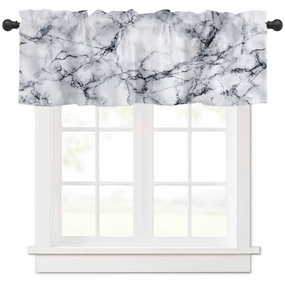 Marble Valances for Windows Farmhouse Kitchen Curtains Valances Rod Pocket Valance Curtains for Kitchen Windows Grey Blue Modern Scenery Rock Cave Crack Window Valances for Bathroom Bedroom 42"x12"