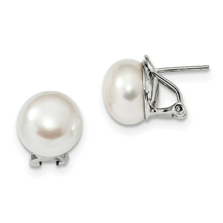 13 Mm Earrings - 925 Sterling Silver 13mm Wt Freshwater Cultured Pearl Omega Back Earrings Ball Button Gifts For Women For Her