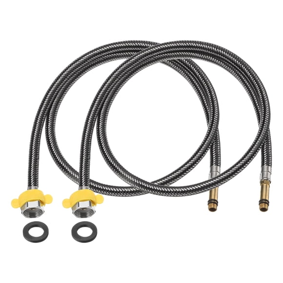 2Pcs 47" Conectores de Líneas de Suministro de Grifo G1/2 Rosca de Compresión Hembra x Conector Macho M10 para Cocina (Negro)