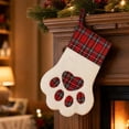 thumbnail image 6 of Ratfeit Christmas Paw Pet Stocking, 15.3-Inch, Red Tartan Plaid Design, With Hanging Cord, Holiday Fireplace Ornament, Pet Gift Sack for Pets, 6 of 7