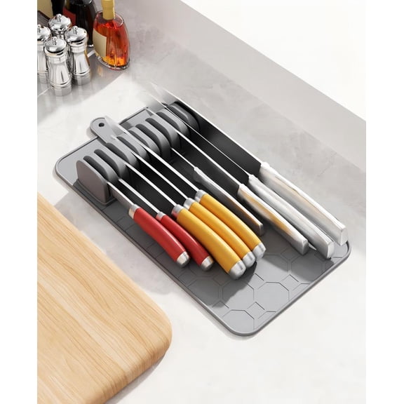 DrawerStore Kitchen Organization and Drawer Storage 9-Slot Knife Organizer Knife Block Holderfor Save Space & Kitchen Safety