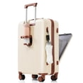 thumbnail image 6 of 3 Piece luggage sets, Expandable Luggage 20/24/28 Inches with USB Port and Cup Holder, ABS Hardshell Luggage with Front Compartment, Airline Approved, Beige, 6 of 8
