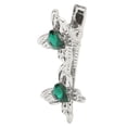 thumbnail image 2 of Horquilla Mariposa Metal Plata Doble Mariposa Cristales Centrales Linda Horquilla Glamurosa Verde, 2 of 10