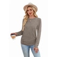 thumbnail image 2 of Ronuti Womens Sweaters Long Sleeve Shirts Fall Fashion 2026 Trendy Tops Ruched Outfits Winter Clothing Brown Shirts, 2 of 8