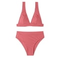 thumbnail image 2 of KBODIU Fashion Womens Sexy Solid Swimwear Bikini Split Bikini Sets for Womens Swimsuits Pink XL, 2 of 6