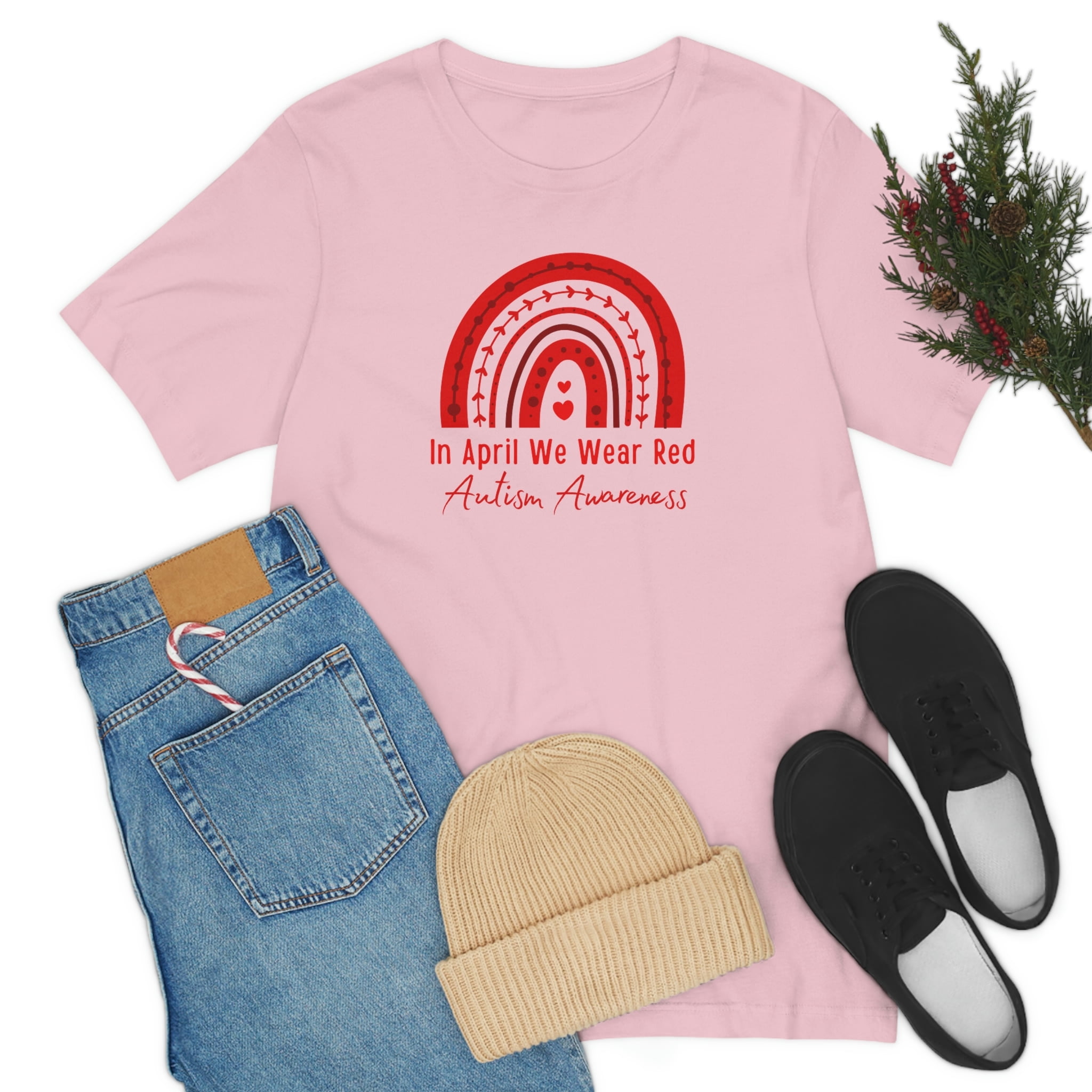 In April We Wear Red for Autism Awareness Shirt