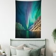 thumbnail image 4 of Nature Tapestry, Mystical Aurora Borealis above the Rocky Hills Magnetic Poles Solar Space Panorama, Wall Hanging for Bedroom Living Room Dorm Decor, 60W X 80L Inches, Jade Green, by Ambesonne, 4 of 5