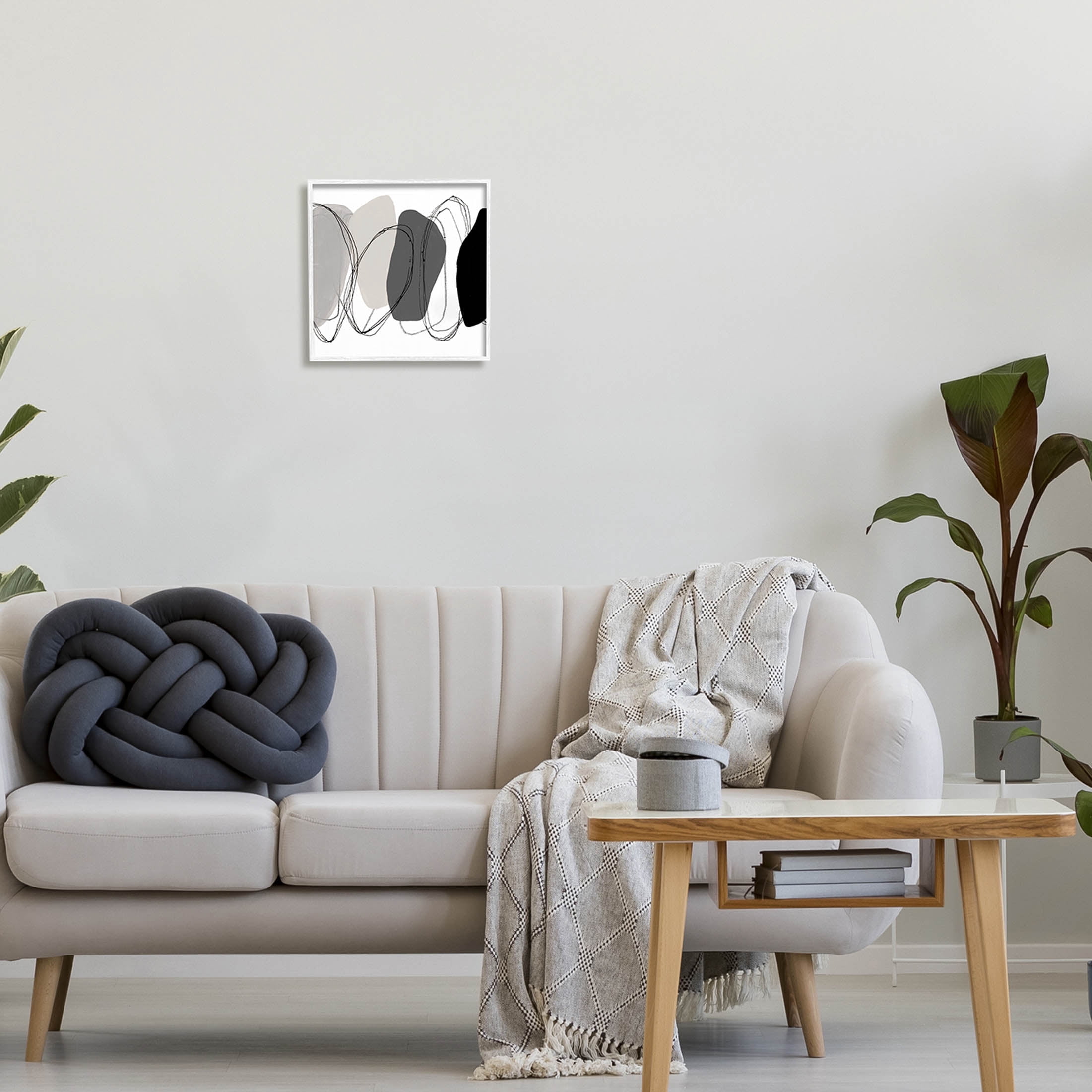 Stupell Industries Abstract Round Forms Outlines Graphic Art White Framed Art Print Wall Art, Design by Ruth Fromstein