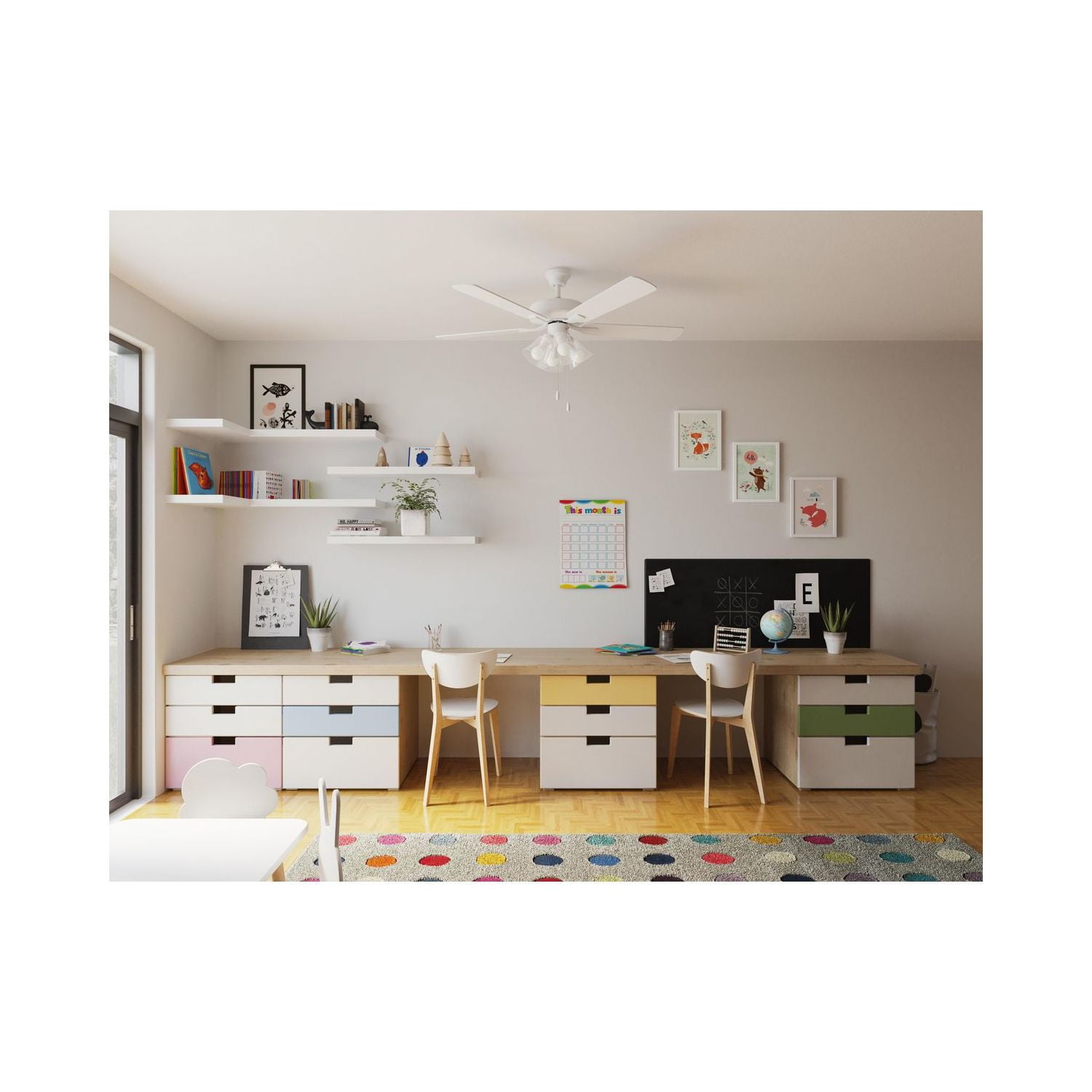 AirPro 52 in. White 5-Blade AC Motor Transitional Ceiling Fan with Light