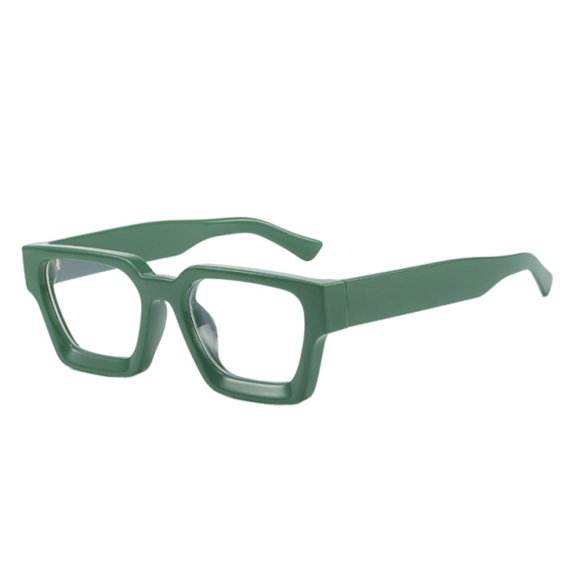 AJGRHE Thick Square Frame Blue Light Glasses for Women Men Non Prescription Computer Eyeglasses Green