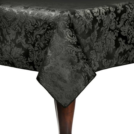 

Ultimate Textile (2 Pack) Miranda 54 x 54-Inch Square Damask Tablecloth - Jacquard Weave Black