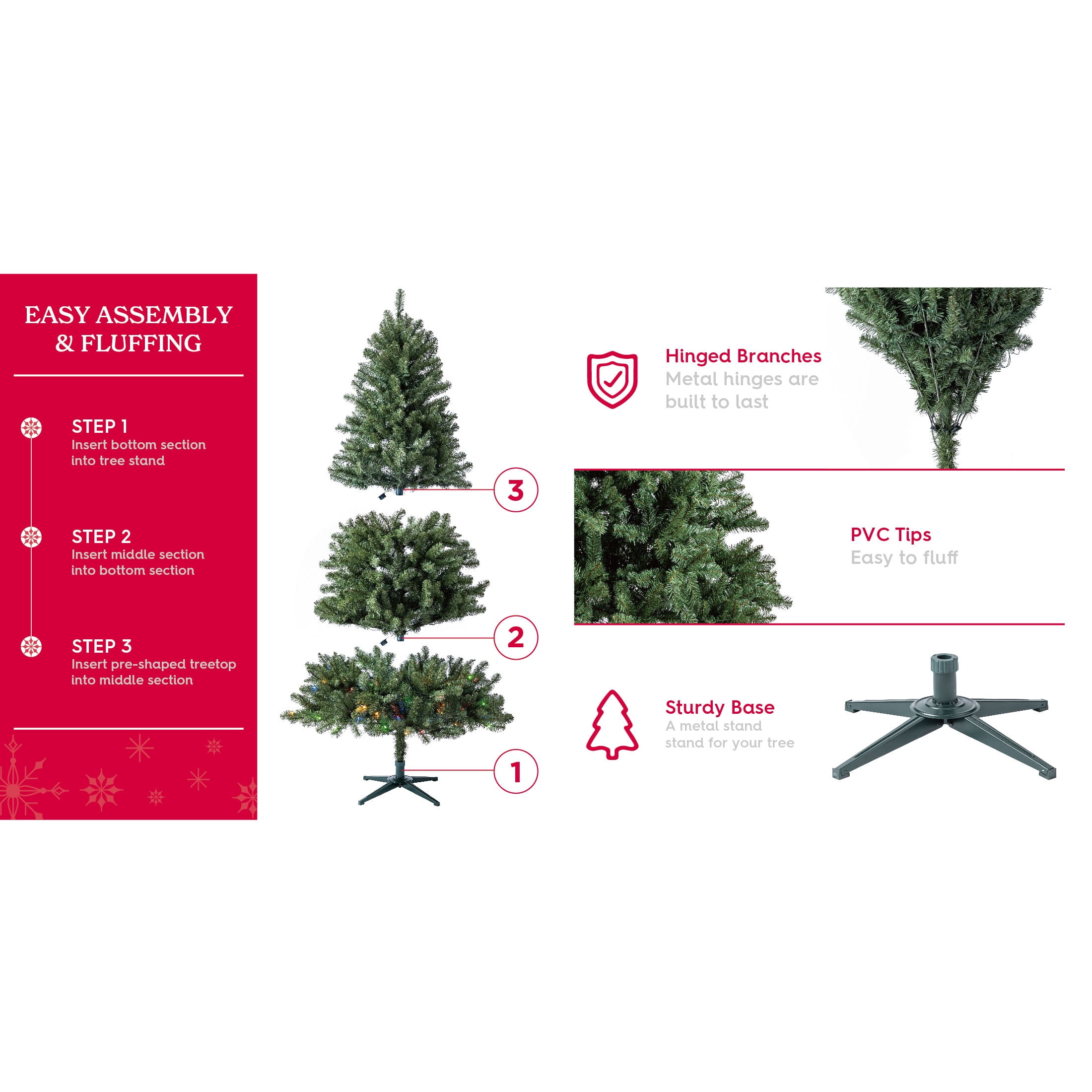 7’ Pre-Lit Duncan Fir Artificial Christmas Tree, Color-Changing LED Lights with Quick Set, by Holiday Time