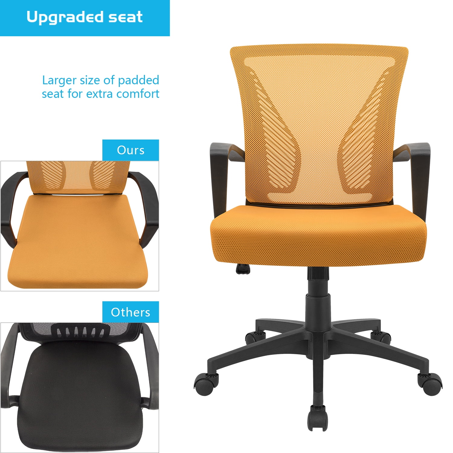 Orange Mesh Back Office Chair 28.5 x 24 x 37.75-41.75 : 13-37N1P3-___ -  Space Seating by Office Star Products