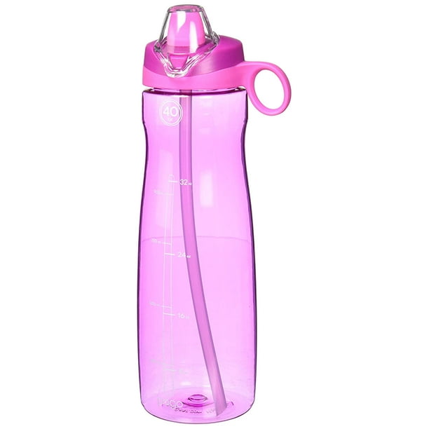 Pogo BPA-Free Tritan Water Bottle with Soft Straw, Fuchsia, 40 oz ...