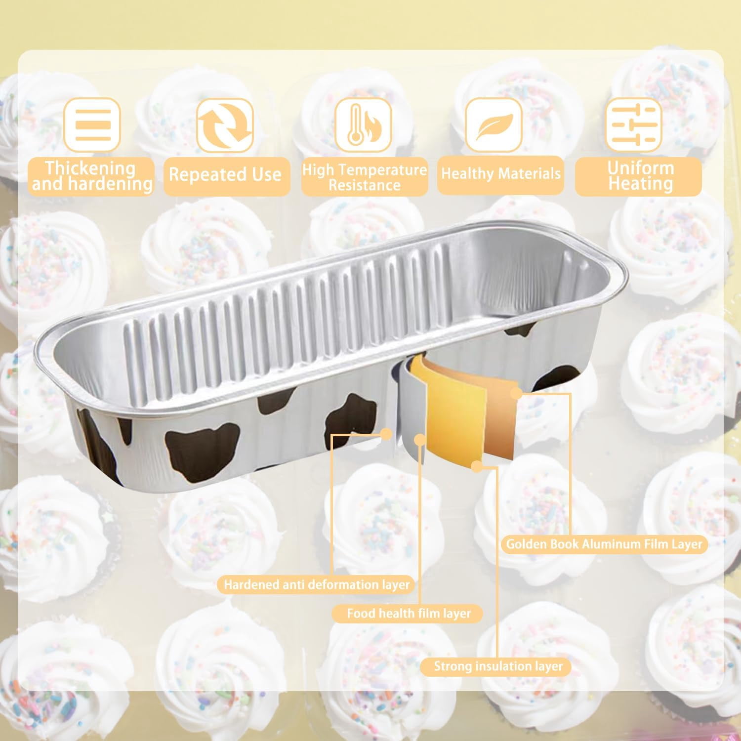 BEBPAEGUN Aluminum Foil Loaf Baking Pans with Lids (50Pcs Milk), 200ml Ramekin Rectangle Baking Tins Muffin Liners Mini Pie Pans Foil Bread Containers for Baking…11