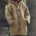 thumbnail image 2 of BRDFRL 2024 Premium Button Down Hooded Knitted Cardigan, Cable Knit Chunky Tops Warm Winter Coats with Pockets for Christmas Khaki 3XL, 2 of 5