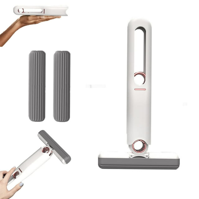Mini fregona portátil autoapretable, fregona absorbente fuerte para uso húmedo y seco, mini fregona perezosa sin lavado a mano