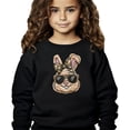 thumbnail image 2 of Ink Printed NOT a Chenille Patch Camo Bow Easter Bunny Pullover for Girls Black Sweatshirt 3T, 2 of 8