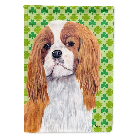 Carolines Treasures SC9314-FLAG-PARENT Cavalier Spaniel St. Patricks Day Shamrock Portrait Flag  multicolor