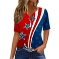 thumbnail image 2 of Fiudx Ofertas Relámpago Camiseta Holgada con Cuello En V y Estampado Del Día de La Independencia para Mujer, 2 of 5
