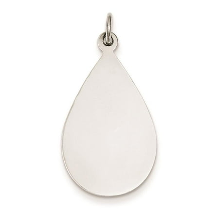 925 Silver Engravable Teardrop Disc Charm Pendant 27mmx17mm