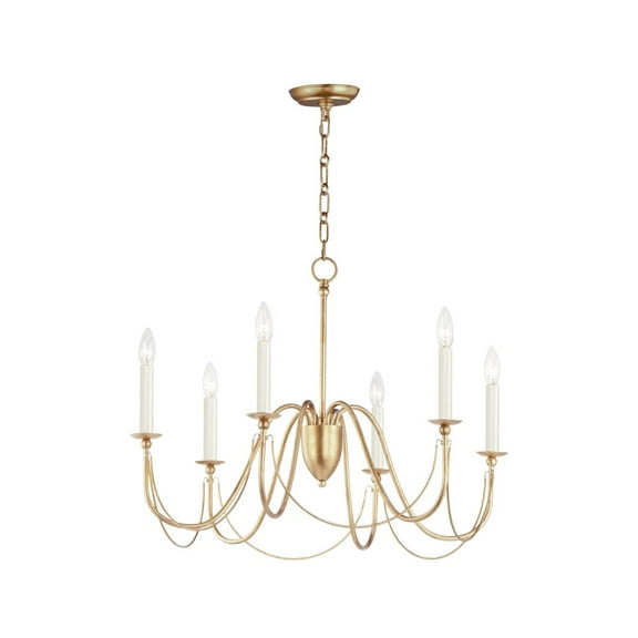 12166GL Maxim Lighting Plumette - 6 Light Chandelier In Traditional Style-22 Inches Tall and 28 Inches Wide-Gold Leaf Finish -Traditional
