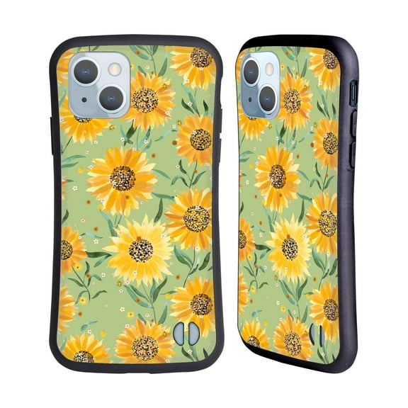 Head Case Designs Officially Licensed Ninola Floral Art Sunflowers Green Hybrid Case Compatible with Apple iPhone 14