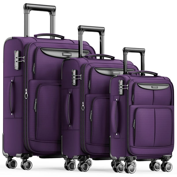 Set de equipaje SHOWKOO Softside, expandible y ligero, morado