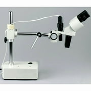 AmScope 10X-20X Binocular Boom Arm Stereo Microscope + Light New