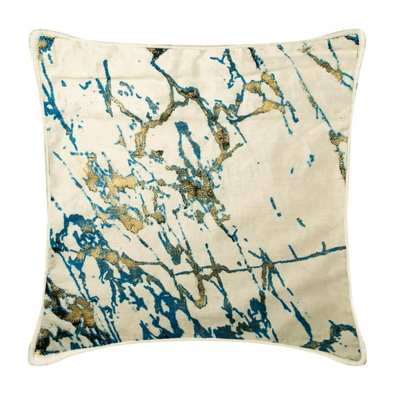 Pillow Case With Zipper, Blue 24"x24" (60x60 cm) Cushion Cover, Velvet Painted Foil Throw Pillow Cover For Sofa, Abstract Pattern Modern Style - Paint Splash