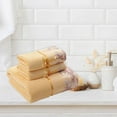 thumbnail image 3 of 3-Piece Embroidered Cotton Bath Towel Set - Soft Absorbent Luxury Towels with Lace Trim for Bath, Spa, Guest Use - Large Plush & Quick-Dry Yellow Towels, 3 of 6