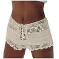 thumbnail image 1 of Women's Summer Solid Color Knitted Sexy Hollow Out Drawstring Beach Shorts And Swimming Trunks, 1 of 6