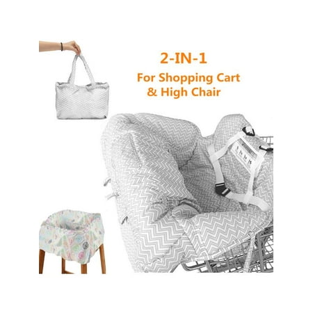 Portable High Chair Cover - Portable Shopping Trolley Cart Seat Pad High Chair Cover Protector with Safety Harness for Toddler Baby Kids