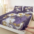 thumbnail image 3 of Homewish Marble Artwork Adult Twin Sheet Sets, Romantic Purple Abstract Twin Fitted Sheet, Modern Fashion Art Flat Sheet, Breathable Home Decor, 3-Piece, 3 of 7